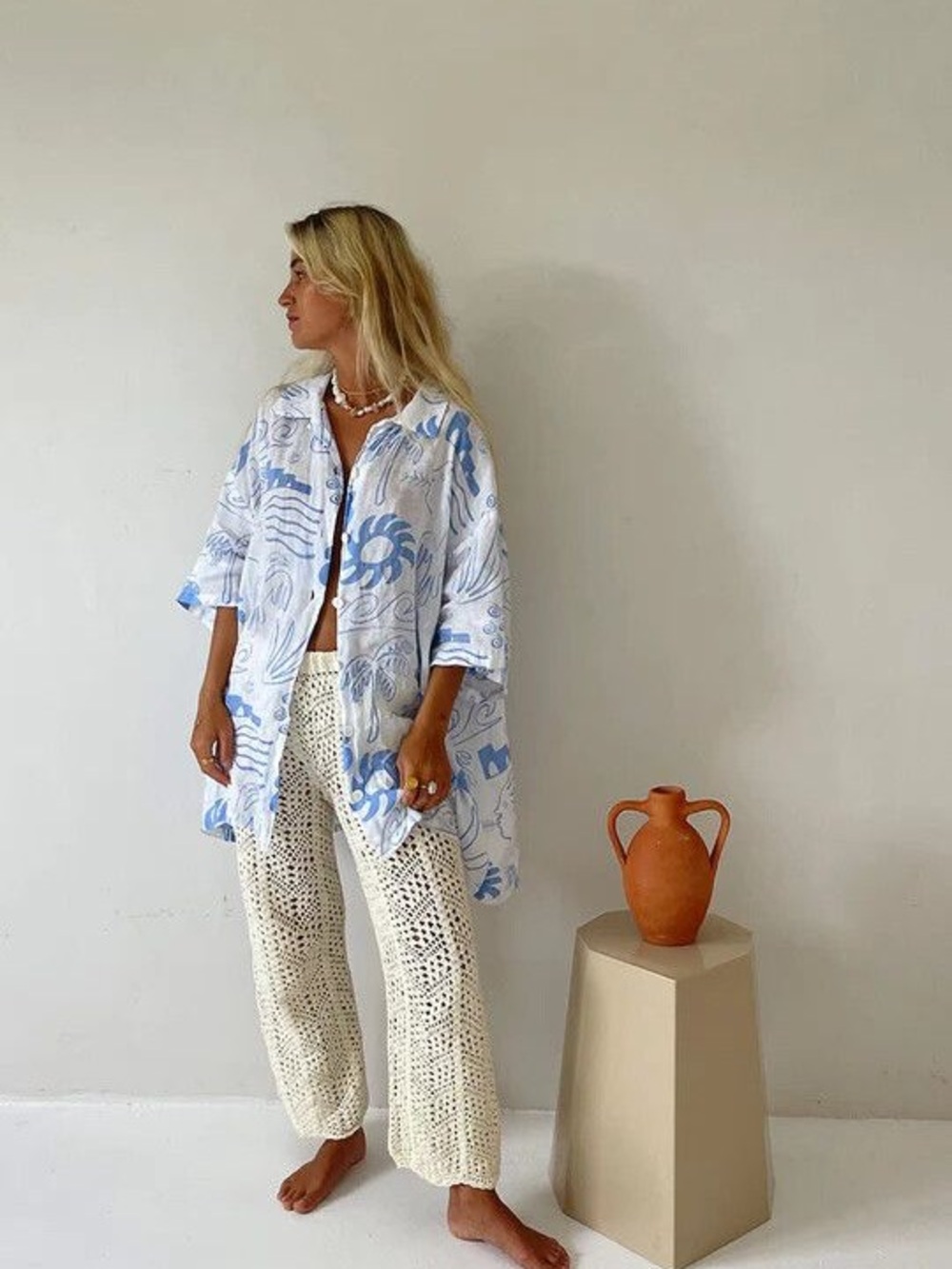 Maurie + Eve Blue waves shirt dress